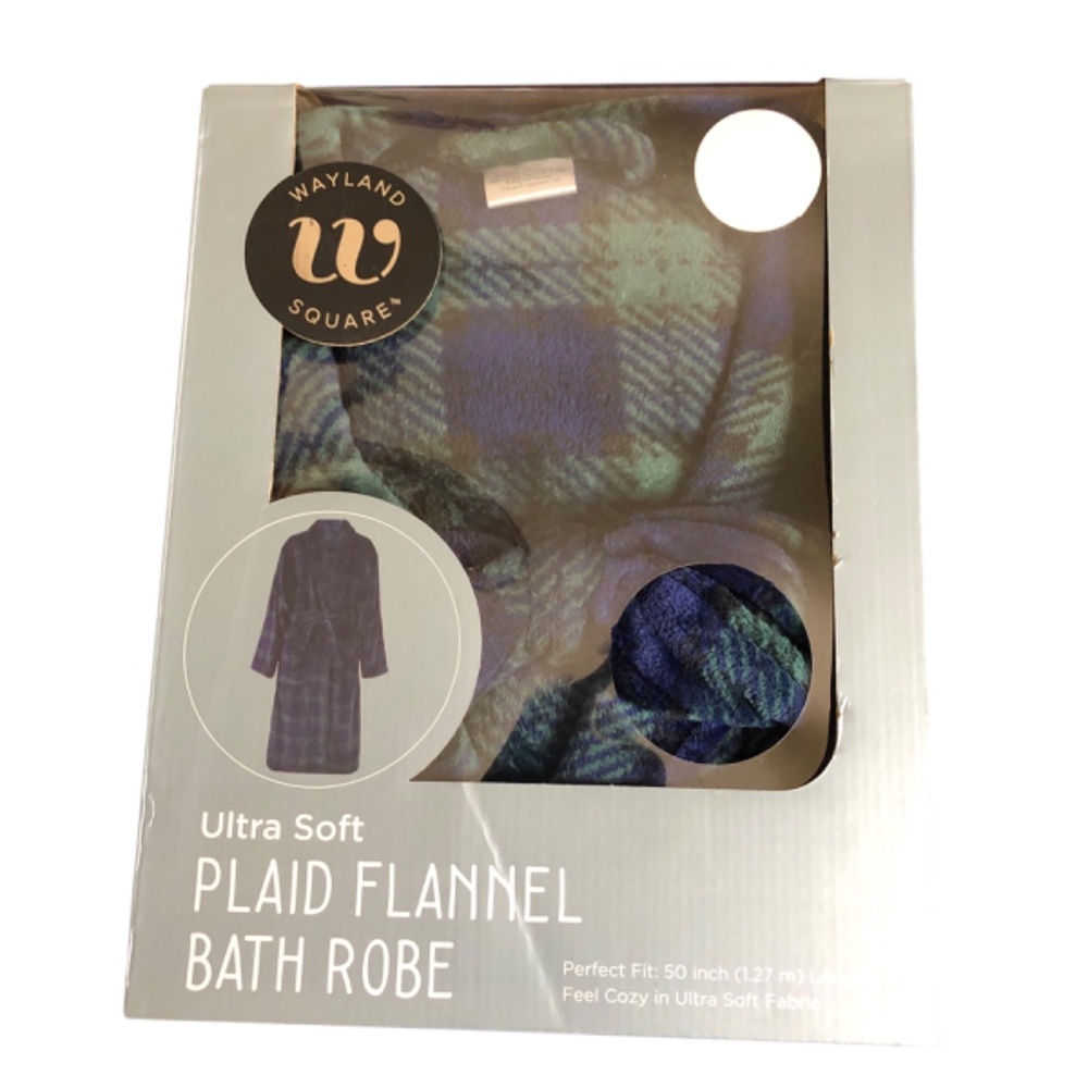Wayland Square ULTRA SOFT Plaid Flannel Comfy Bath Robe -OSFM